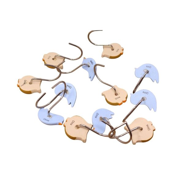 Set Of 12 Owl & Bird Shower Curtain Hooks Bathroom Decor - Picture 8 of 11